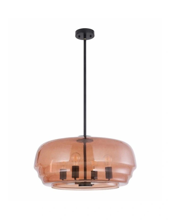 Cuad Interior Amber Flat Top Dome Glass Shade Pendant Light image 4