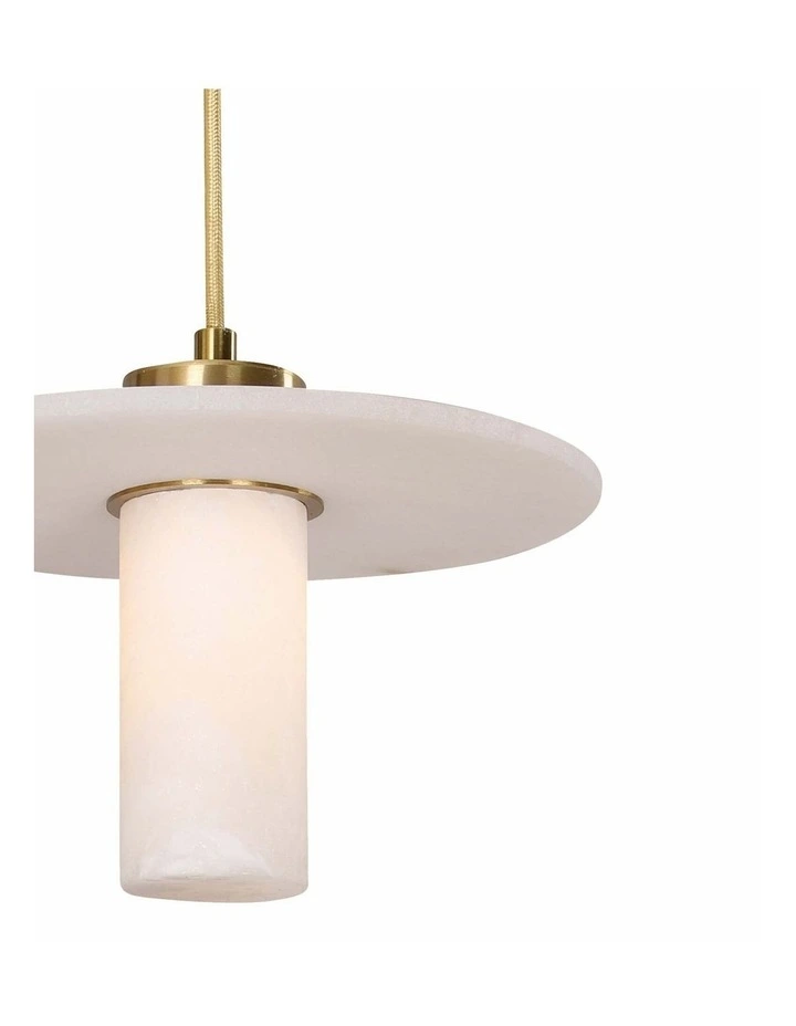 Lucerna Interior Cylinder Round Hat Alabaster Shade Brass Highlight Pendant Light image 4