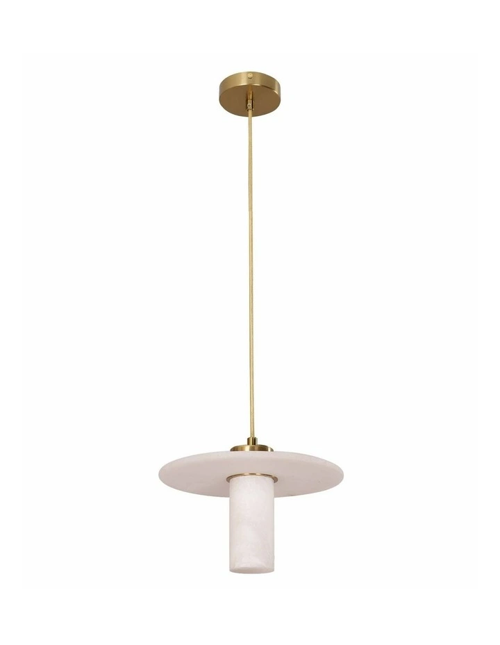 Lucerna Interior Cylinder Round Hat Alabaster Shade Brass Highlight Pendant Light image 5