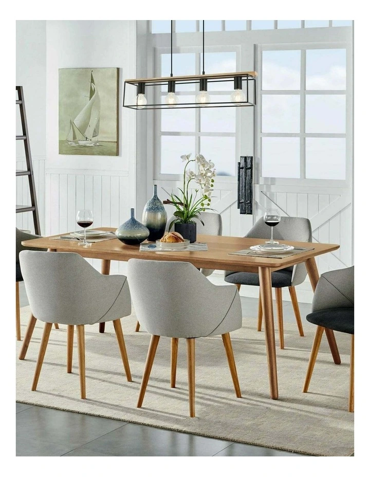 Virun Interior Rectangular Frame Wood with Black Hardware Pendant Light image 3