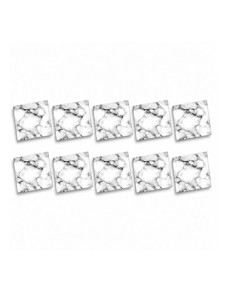 SOGA Peel & Stick Floor and Wall Tiles 60 x 60cm 10 Pack Black White Faux Marble image 1
