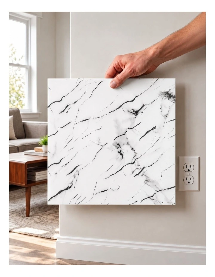 SOGA Peel & Stick Floor and Wall Tiles 60 x 60cm 10 Pack Black White Faux Marble image 4