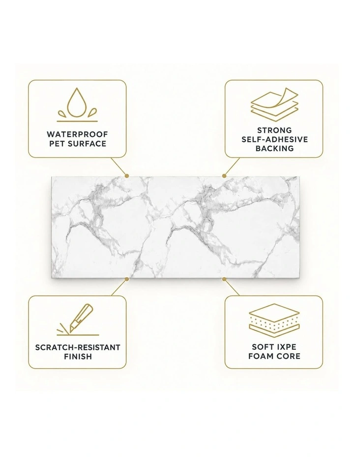 SOGA Peel & Stick Floor and Wall Tiles 30 x 60cm 10 Pack White Grey Faux Marble image 6