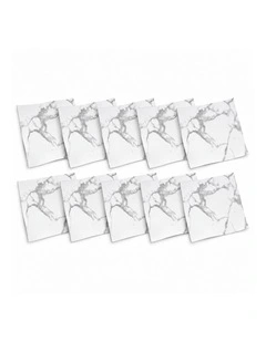 SOGA Peel & Stick Floor and Wall Tiles 30 x 30cm 10 Pack White Grey Faux Marble
