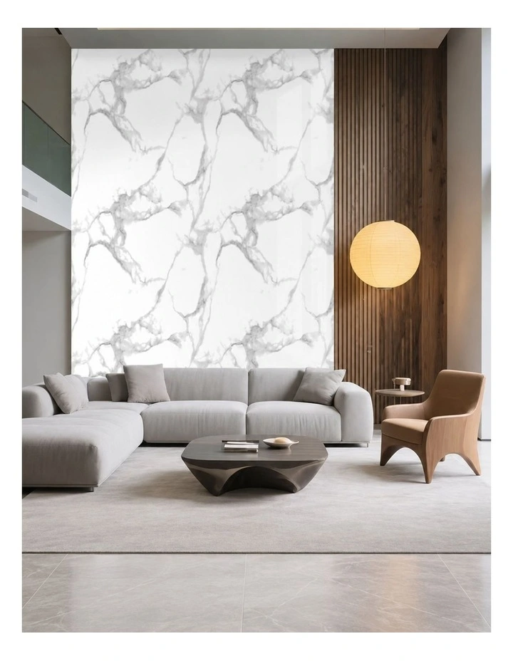 SOGA Peel & Stick Floor and Wall Tiles 30 x 30cm 10 Pack White Grey Faux Marble image 3