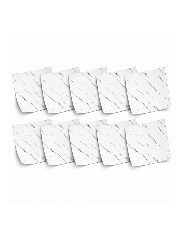 SOGA Peel & Stick Floor and Wall Tiles 30 x 30cm 10 Pack White Faux Marble image 1