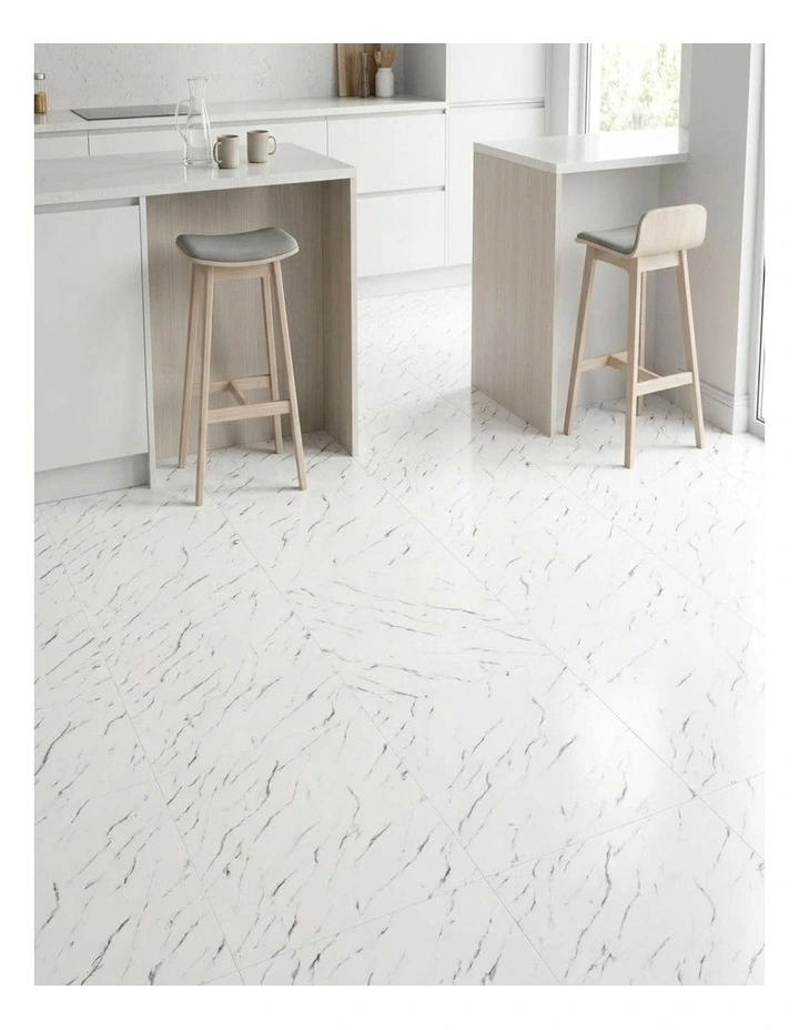 SOGA Peel & Stick Floor and Wall Tiles 30 x 30cm 10 Pack White Faux Marble image 2