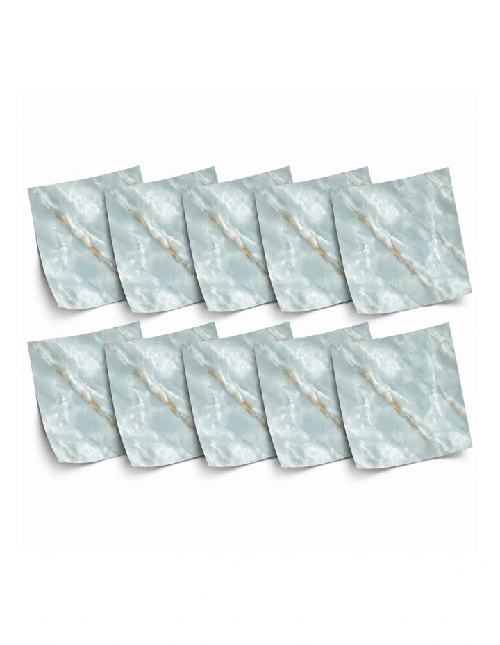 SOGA Peel & Stick Floor and Wall Tiles 60 x 60cm 10 Pack Jade Faux Marble image 1