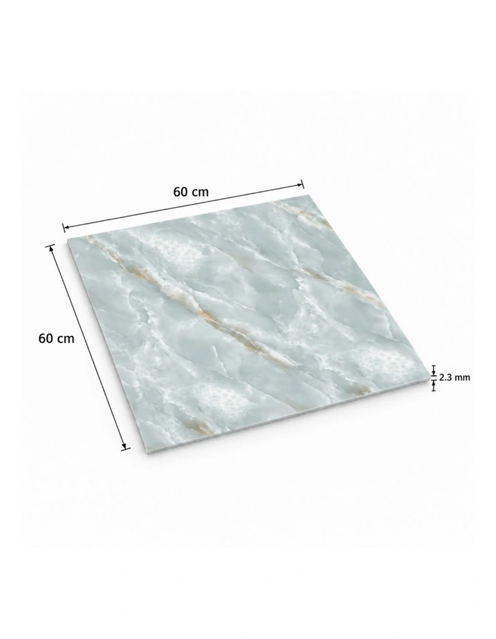 SOGA Peel & Stick Floor and Wall Tiles 60 x 60cm 10 Pack Jade Faux Marble image 7