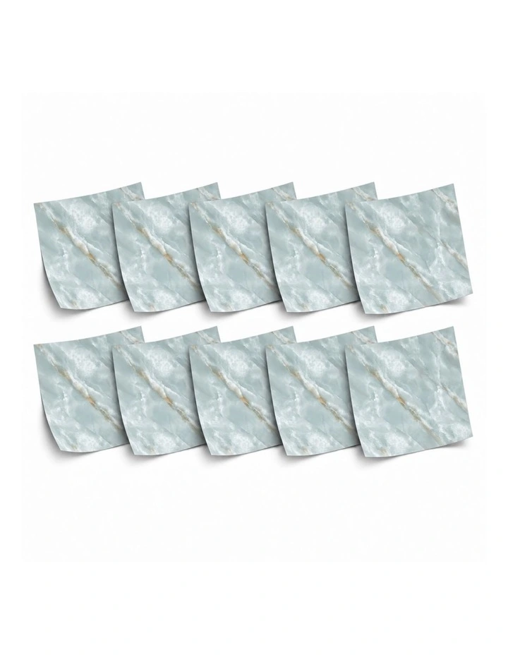 SOGA Peel & Stick Floor and Wall Tiles 30 x 30cm 10 Pack Jade Faux Marble image 1