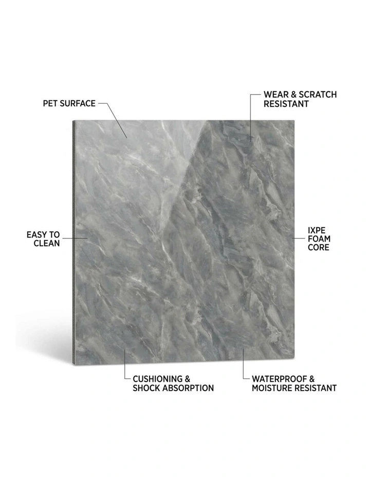 SOGA Peel & Stick Floor and Wall Tiles 30 x 30cm 10 Pack Grey Faux Marble image 5