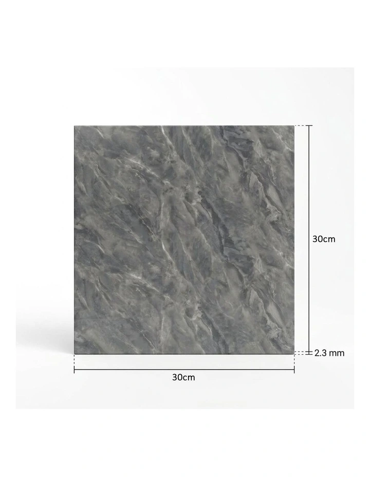SOGA Peel & Stick Floor and Wall Tiles 30 x 30cm 10 Pack Grey Faux Marble image 7