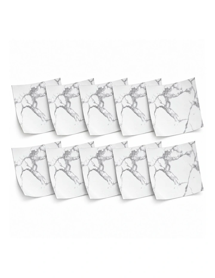 SOGA Peel & Stick Floor and Wall Tiles 60 x 60cm 10 Pack White Grey Faux Marble image 1