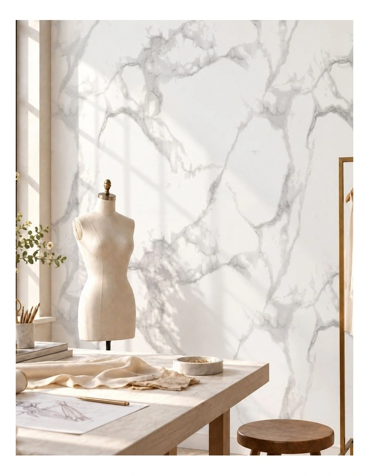 SOGA Peel & Stick Floor and Wall Tiles 60 x 60cm 10 Pack White Grey Faux Marble image 5