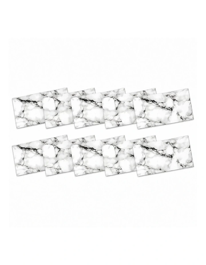 SOGA Peel & Stick Floor and Wall Tiles 30 x 60cm 10 Pack Black White Faux Marble image 1
