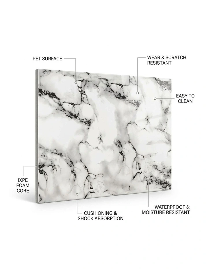 SOGA Peel & Stick Floor and Wall Tiles 30 x 60cm 10 Pack Black White Faux Marble image 5