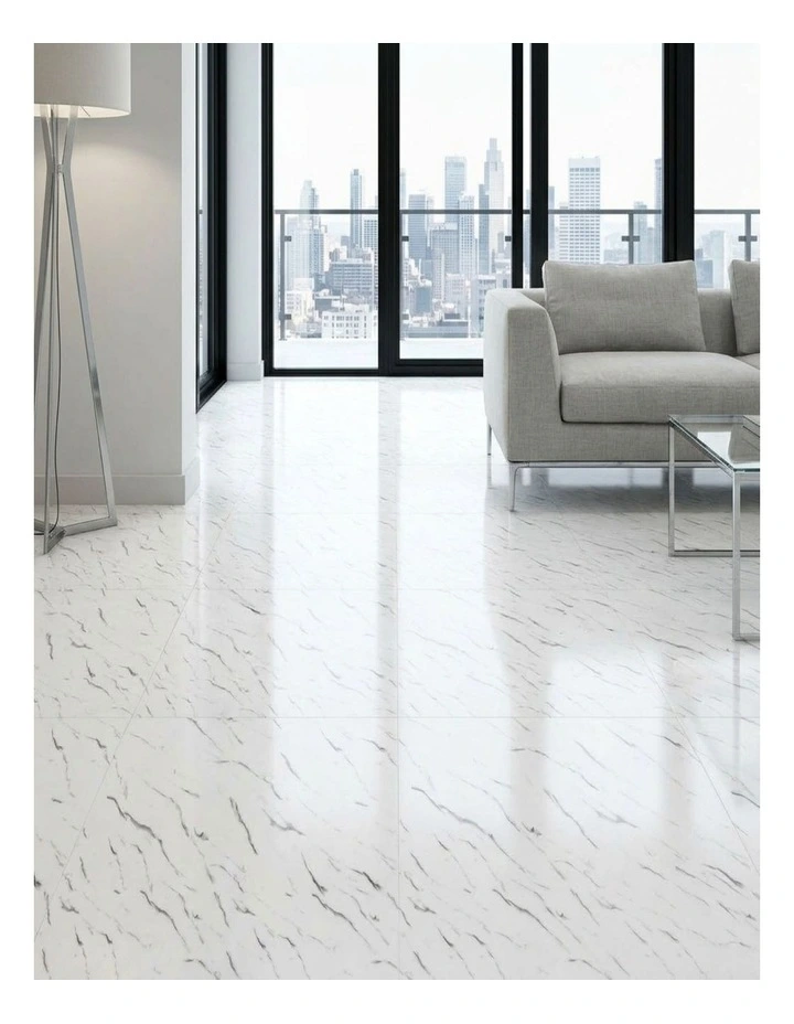 SOGA Peel & Stick Floor and Wall Tiles 60 x 60cm 10 Pack White Faux Marble image 3