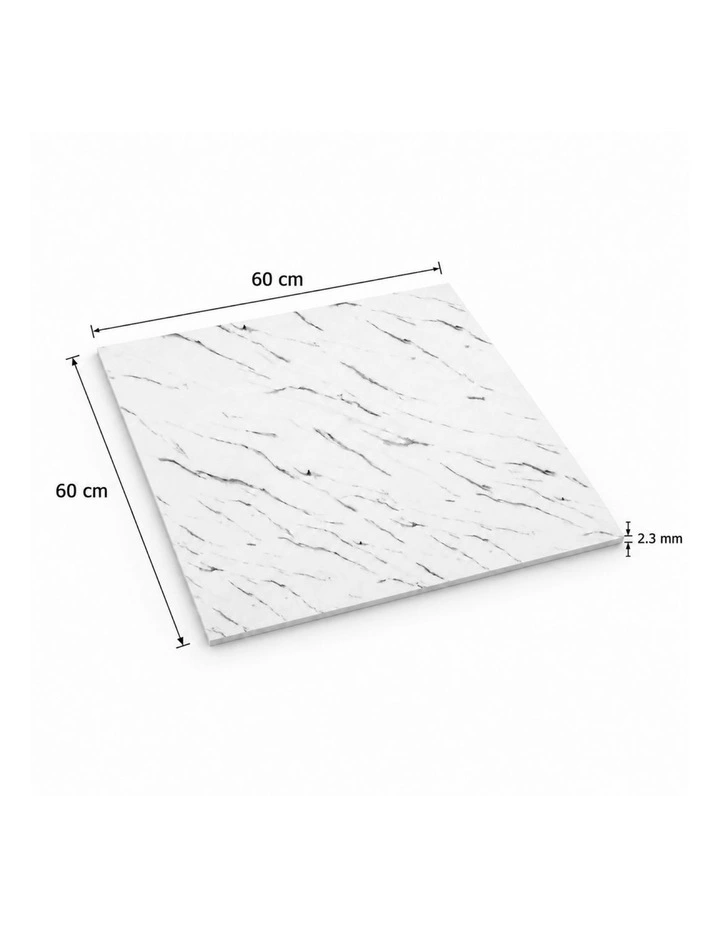 SOGA Peel & Stick Floor and Wall Tiles 60 x 60cm 10 Pack White Faux Marble image 7