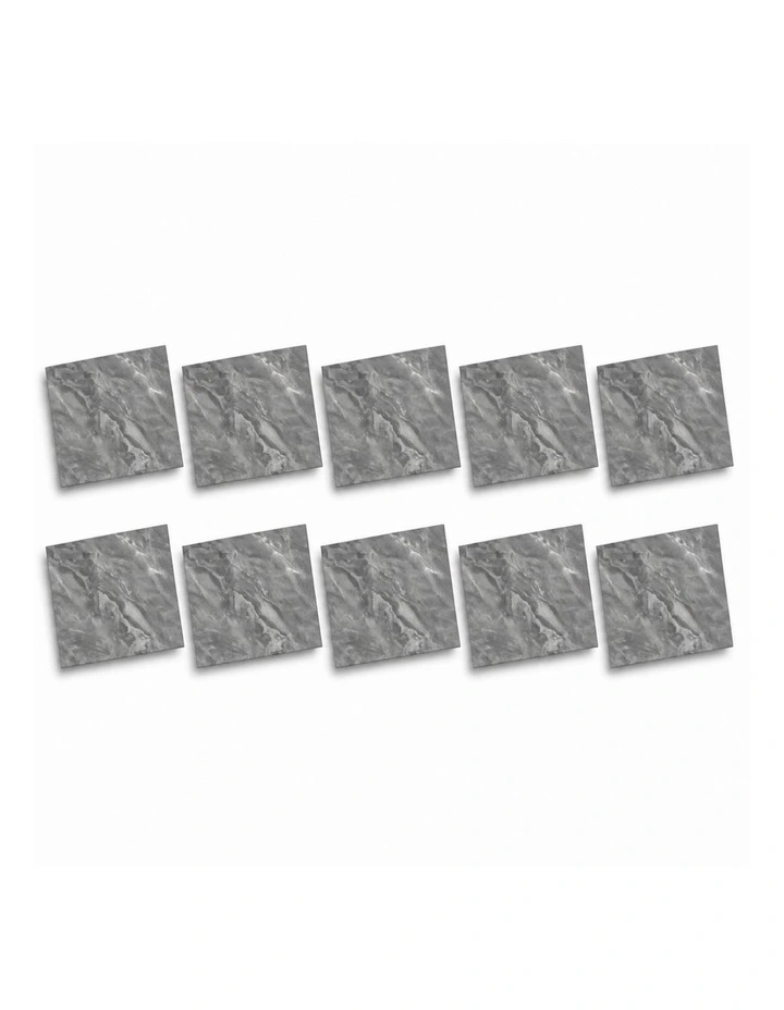 SOGA Peel & Stick Floor and Wall Tiles 60 x 60cm 10 Pack Grey Faux Marble image 1