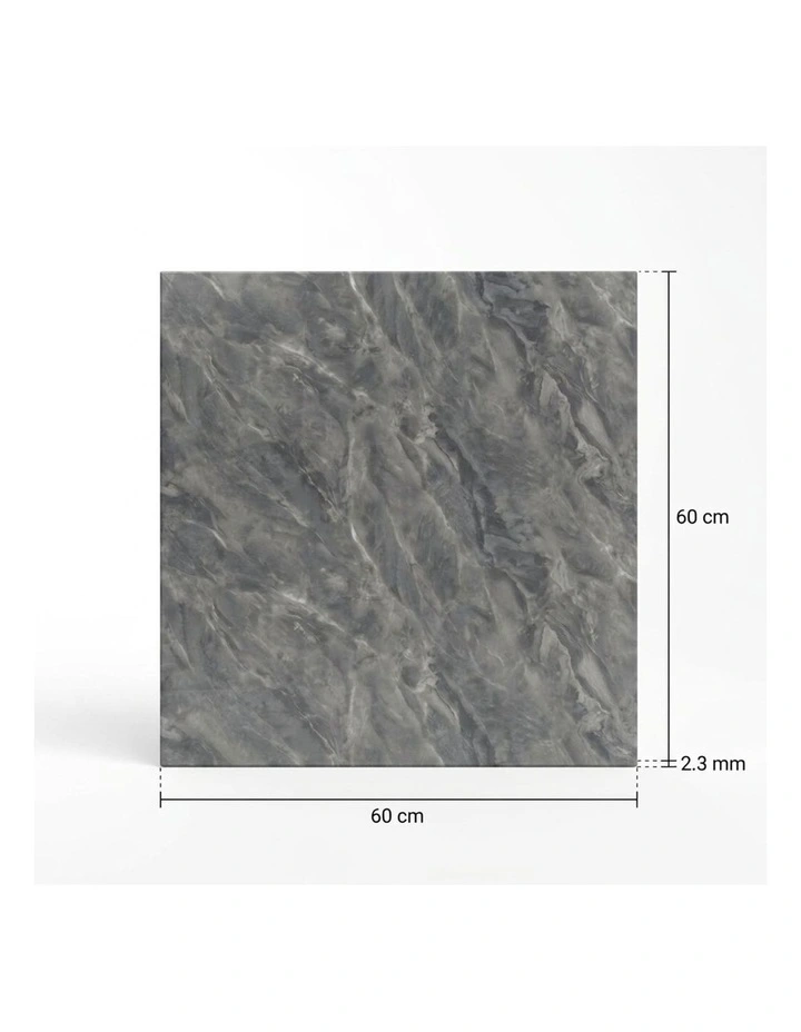 SOGA Peel & Stick Floor and Wall Tiles 60 x 60cm 10 Pack Grey Faux Marble image 7