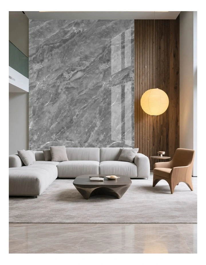 SOGA Peel & Stick Floor and Wall Tiles 30 x 60cm 10 Pack Grey Faux Marble image 2