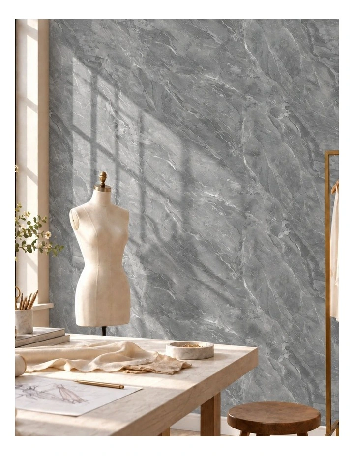 SOGA Peel & Stick Floor and Wall Tiles 30 x 60cm 10 Pack Grey Faux Marble image 3