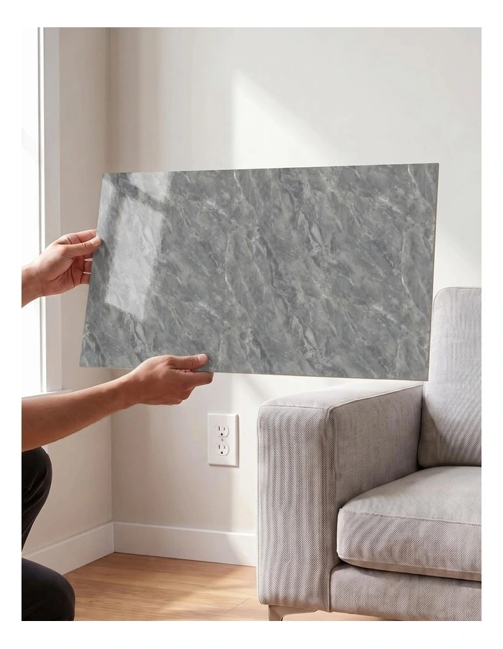 SOGA Peel & Stick Floor and Wall Tiles 30 x 60cm 10 Pack Grey Faux Marble image 4