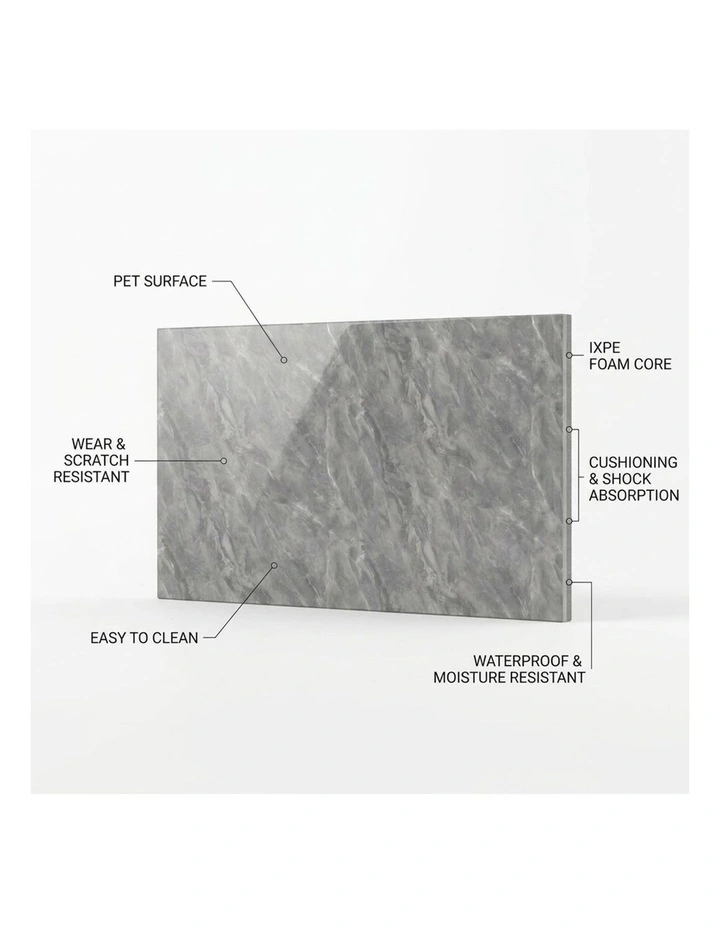 SOGA Peel & Stick Floor and Wall Tiles 30 x 60cm 10 Pack Grey Faux Marble image 6