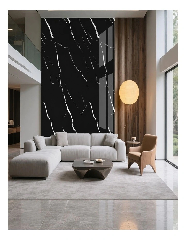 SOGA Peel & Stick Floor and Wall Tiles 30 x 30cm 10 Pack Black Faux Marble image 2