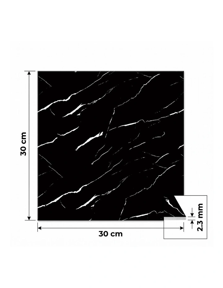 SOGA Peel & Stick Floor and Wall Tiles 30 x 30cm 10 Pack Black Faux Marble image 7
