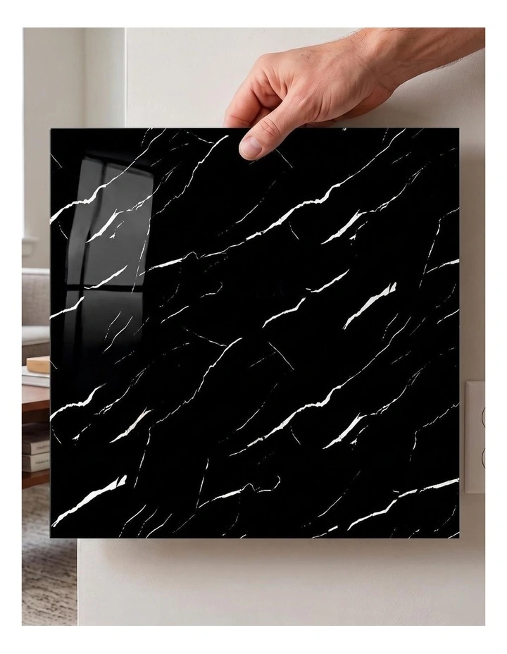 SOGA Peel & Stick Floor and Wall Tiles 60 x 60cm 10 Pack Black Faux Marble image 4