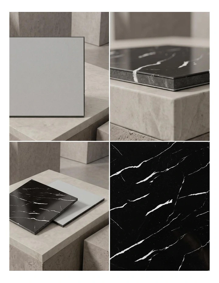 SOGA Peel & Stick Floor and Wall Tiles 60 x 60cm 10 Pack Black Faux Marble image 5