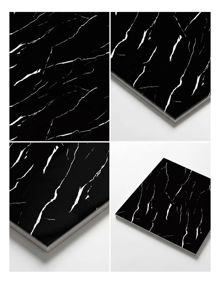 SOGA Peel & Stick Floor and Wall Tiles 30 x 60cm 10 Pack Black Faux Marble image 4