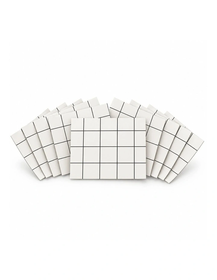 SOGA Peel & Stick Floor and Wall Tiles 30 x 30cm 10 Pack White Grid Tile Look image 1