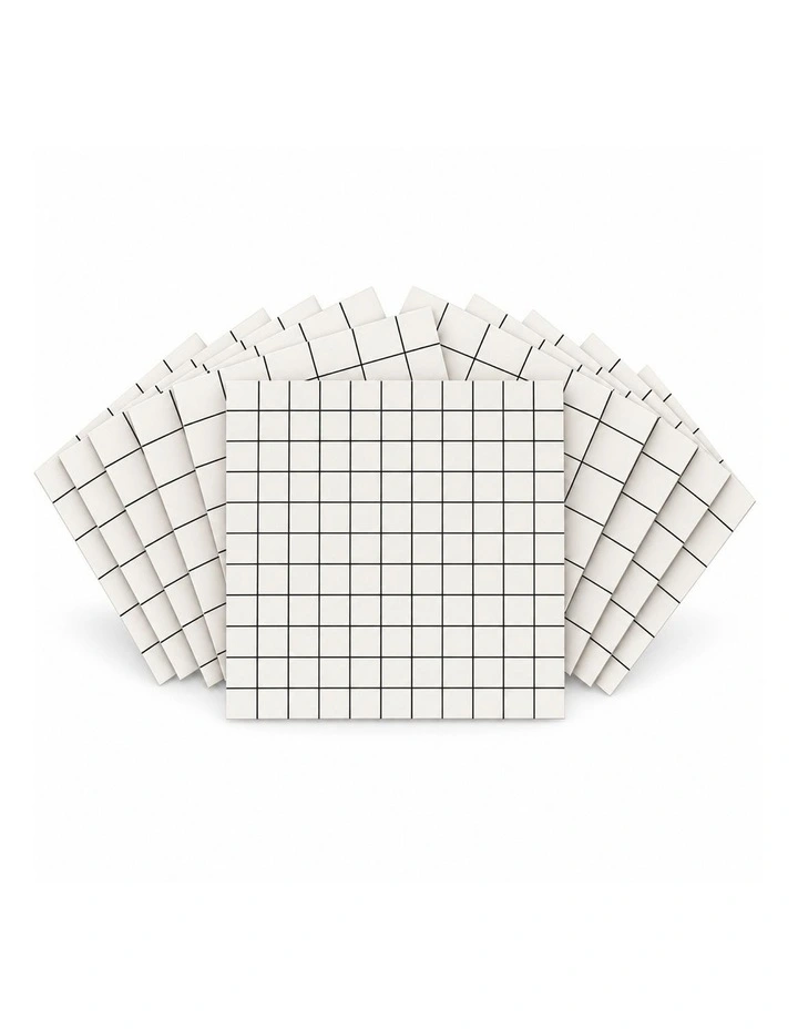SOGA Peel & Stick Floor and Wall Tiles 60 x 60cm 10 Pack White Grid Tile Look image 1