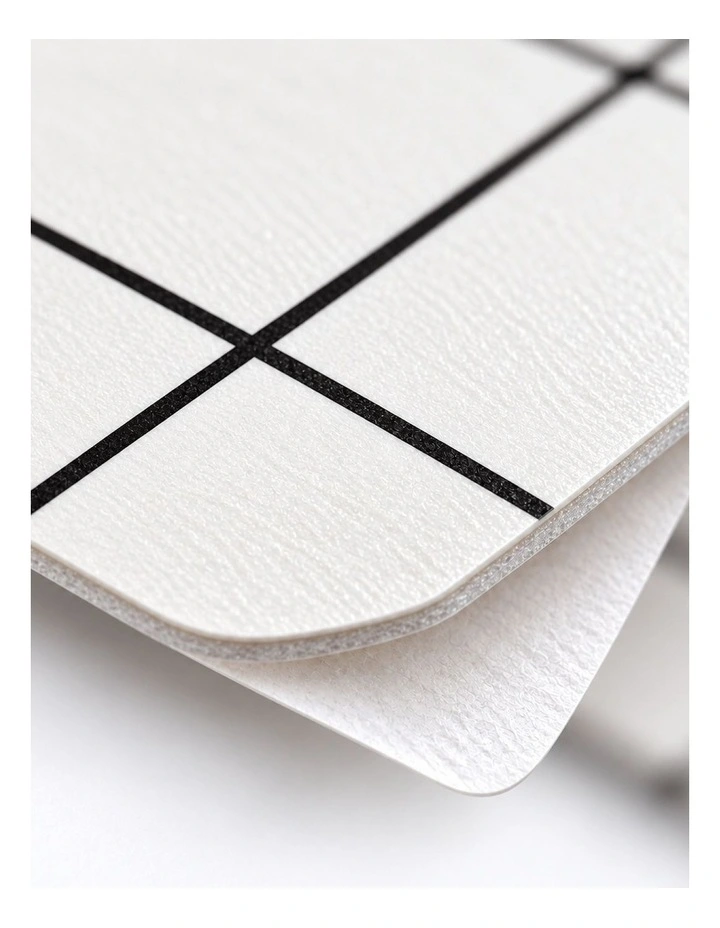 SOGA Peel & Stick Floor and Wall Tiles 30 x 60cm 10 Pack White Grid Tile Look image 6