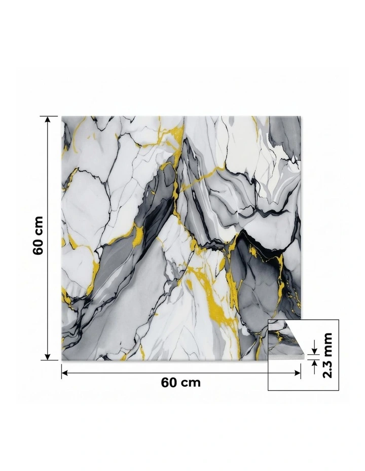 SOGA Peel & Stick Floor and Wall Tiles 60 x 60cm 10 Pack Blue Agate Faux Marble image 7