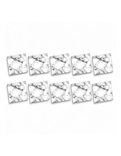 SOGA Peel & Stick Floor and Wall Tiles 30 x 30cm 10 Pack Black White Faux Marble