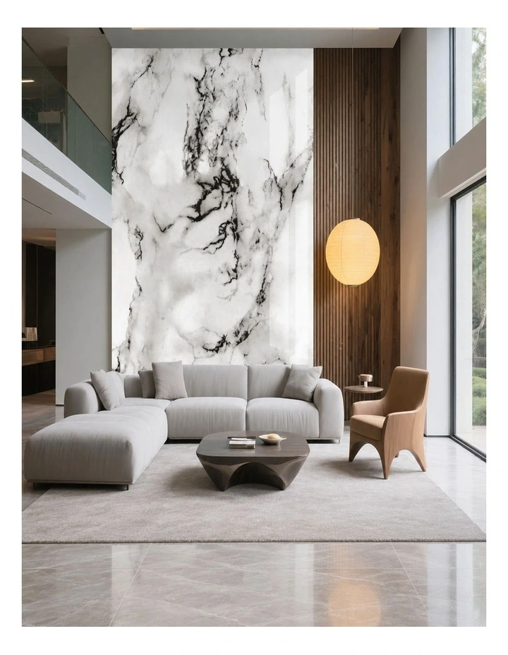 SOGA Peel & Stick Floor and Wall Tiles 30 x 30cm 10 Pack Black White Faux Marble image 2