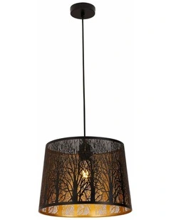Penshade Interior Slanted with Tree Pattern Laser Cut Pendant Lights