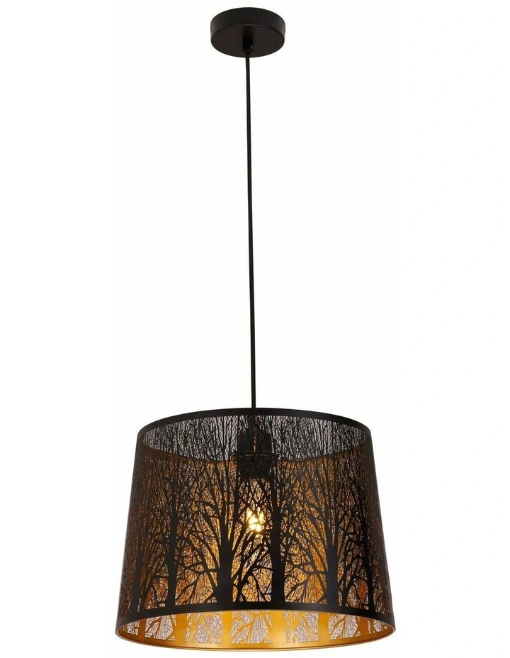 Penshade Interior Slanted with Tree Pattern Laser Cut Pendant Lights image 1