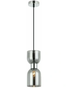 Clessidra Interior Mirror Finish Smokey Black / Opal Glass Ellipse Pendant Lights