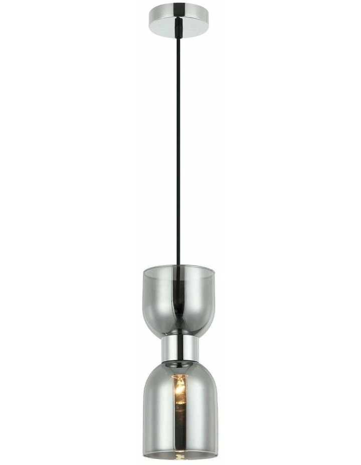 Clessidra Interior Mirror Finish Smokey Black / Opal Glass Ellipse Pendant Lights image 1