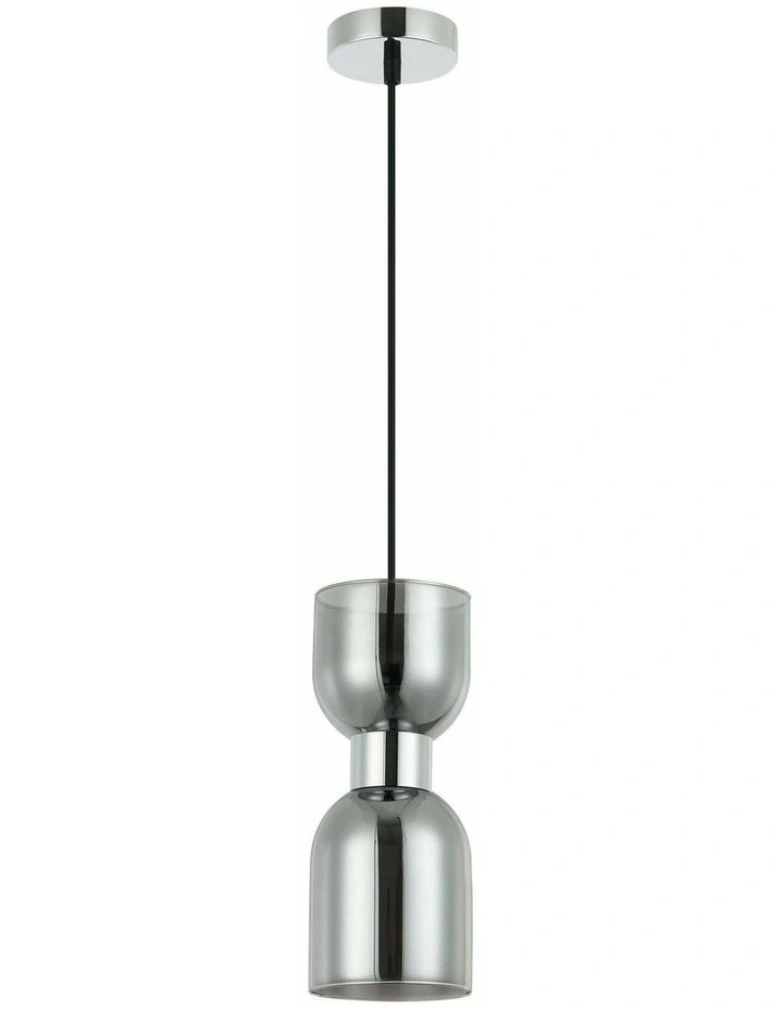 Clessidra Interior Mirror Finish Smokey Black / Opal Glass Ellipse Pendant Lights image 2