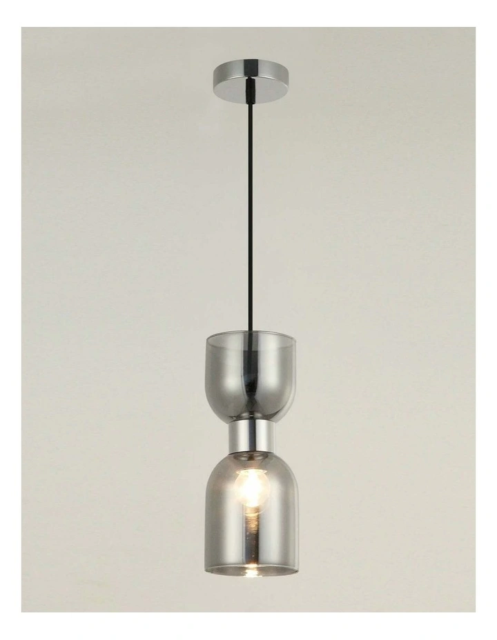 Clessidra Interior Mirror Finish Smokey Black / Opal Glass Ellipse Pendant Lights image 3