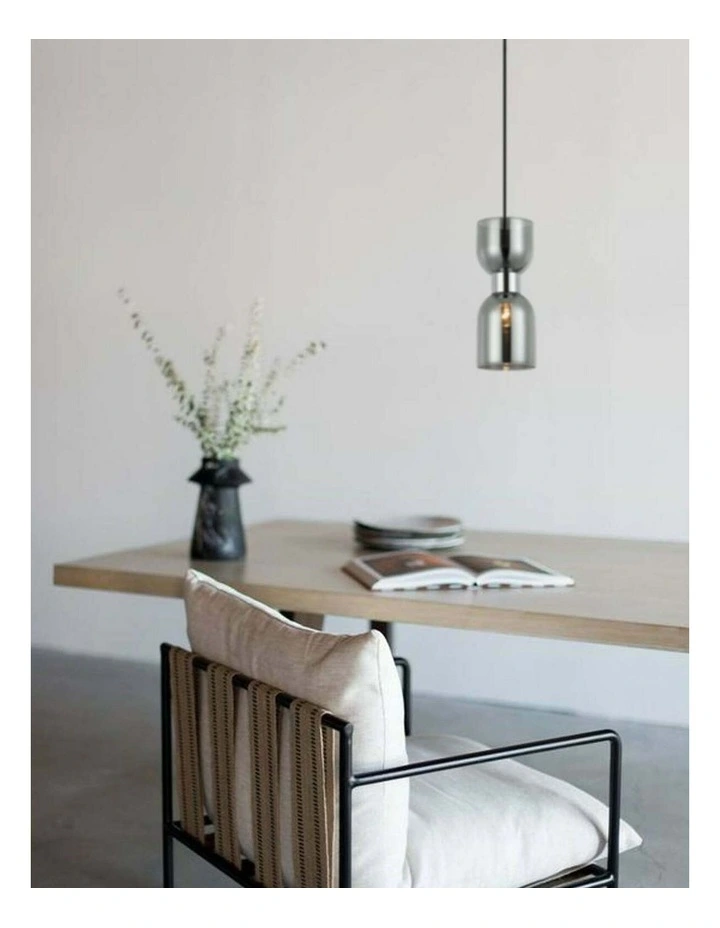 Clessidra Interior Mirror Finish Smokey Black / Opal Glass Ellipse Pendant Lights image 4