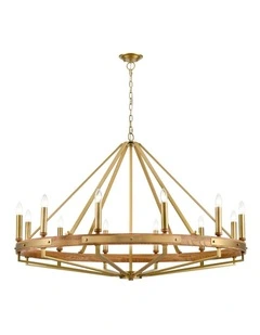 Funale Interior Candelabra Natural Wood / Oak Wood 12-Light Pendant Lights
