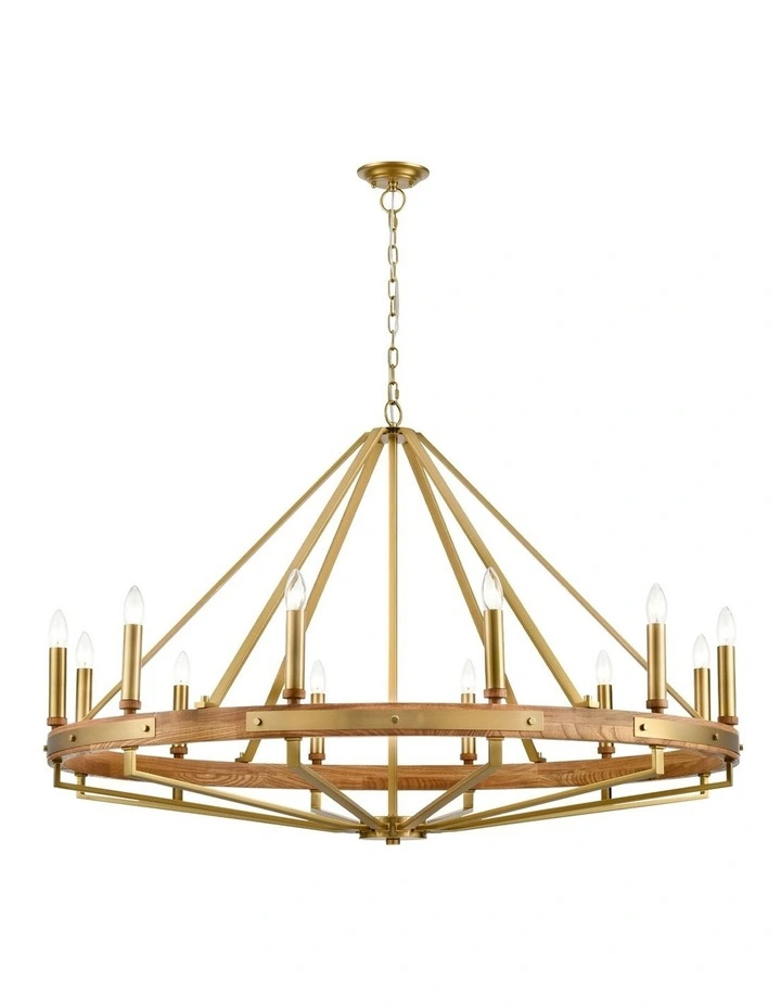 Funale Interior Candelabra Natural Wood / Oak Wood 12-Light Pendant Lights image 1