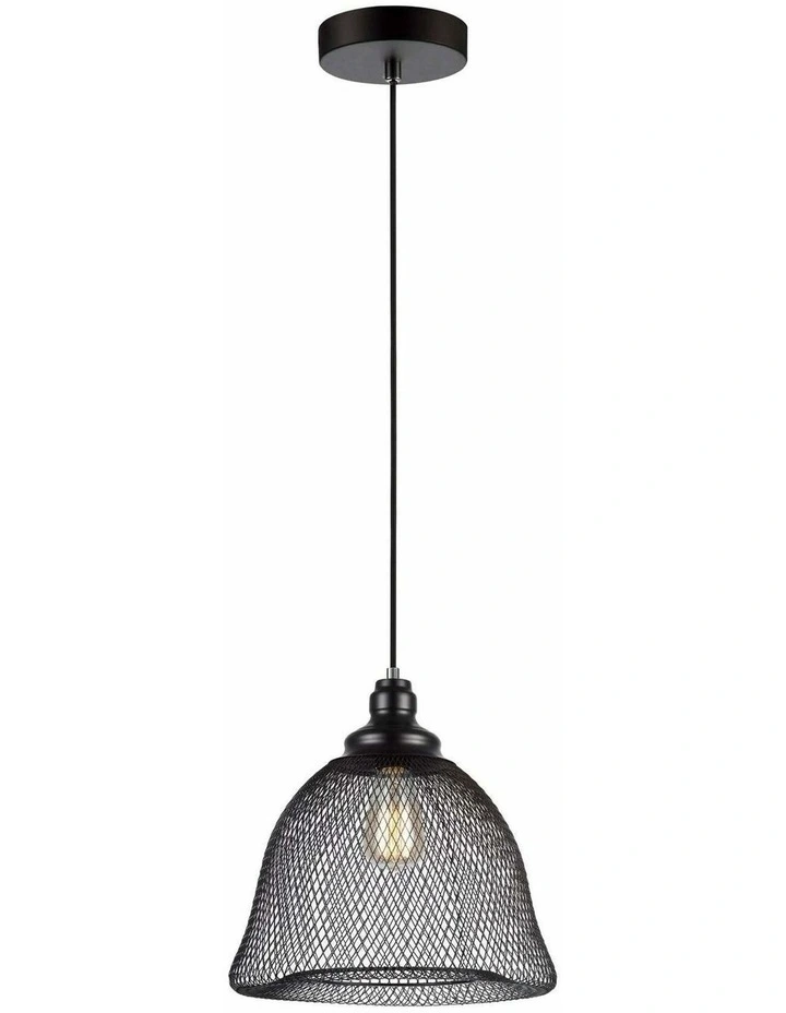 Cheveux Industrial Black Mesh Bell Pendant Light image 1