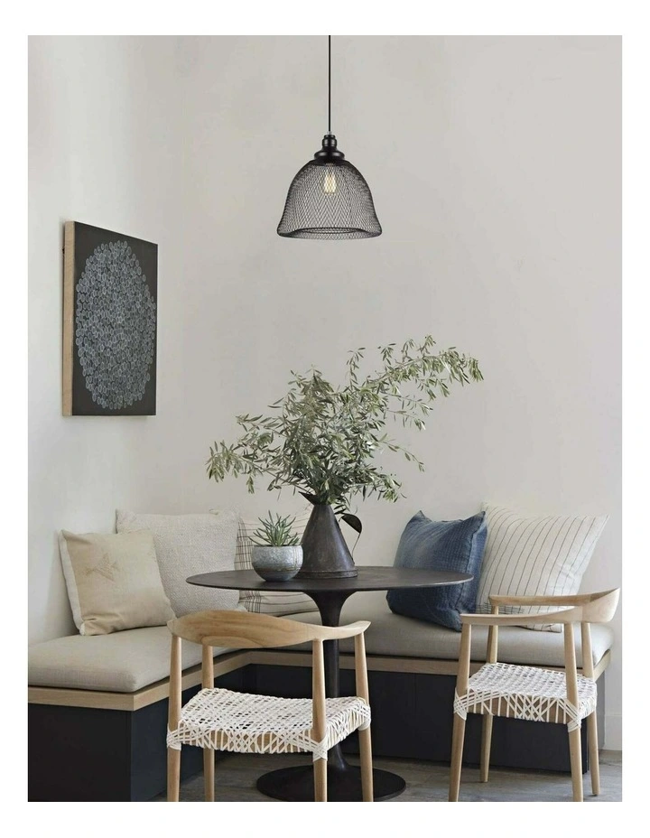 Cheveux Industrial Black Mesh Bell Pendant Light image 2